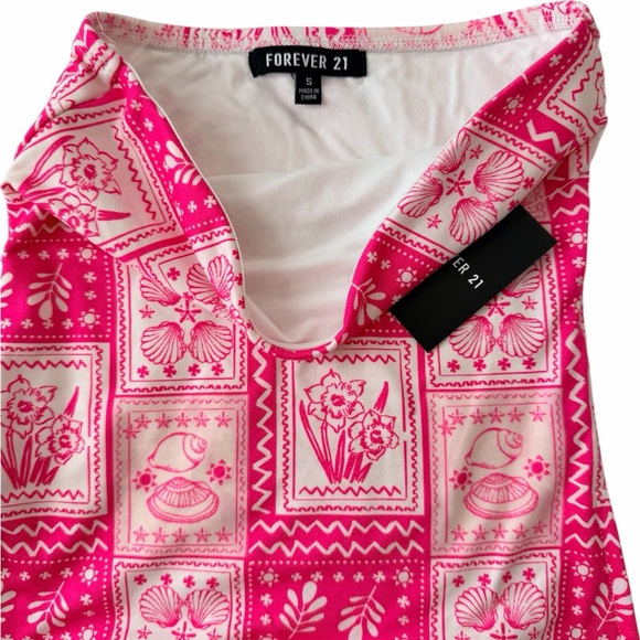 Y2K Pink Floral Strapless Tube Top Size S NWT Forever 21 Cute Summer Top - Picture 3 of 4